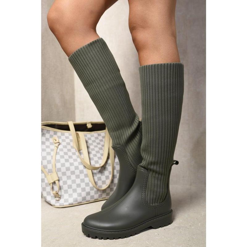 iKrush High Sock Platform Boots i37998  Boots Sock Platform Low Heel Knee Length Length Regular Fit 3