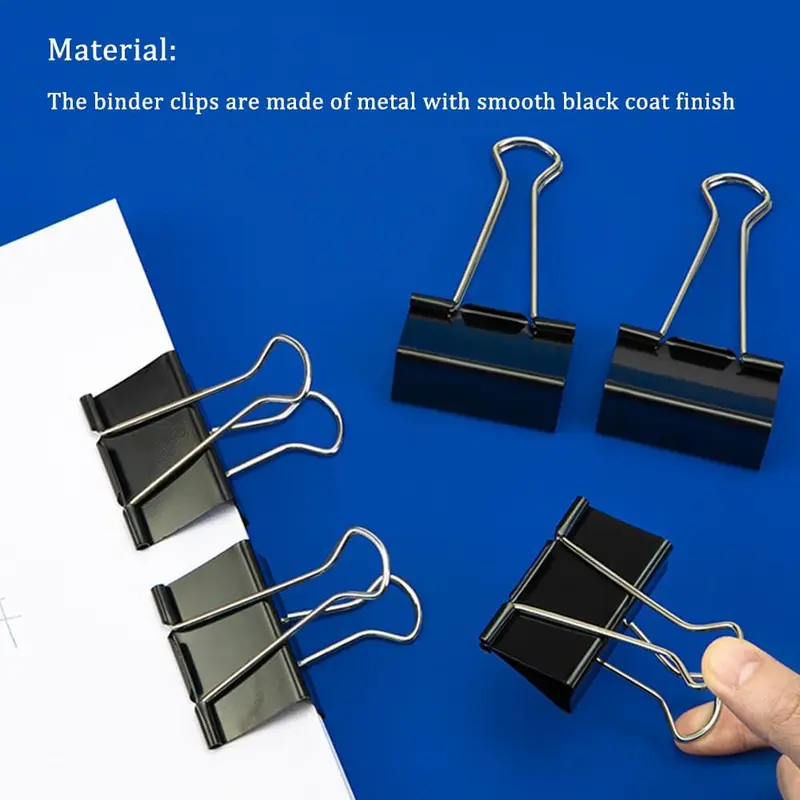 10PCS Large Foldback Binder Clips - 51mm Metal Black Bulldog Clips for Office Home Supplies 1