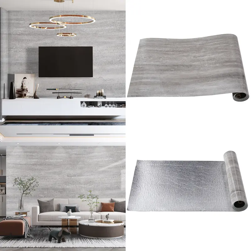 Livingandhome 3M Grey Marble Contact Wallpaper Self Adhesive 4