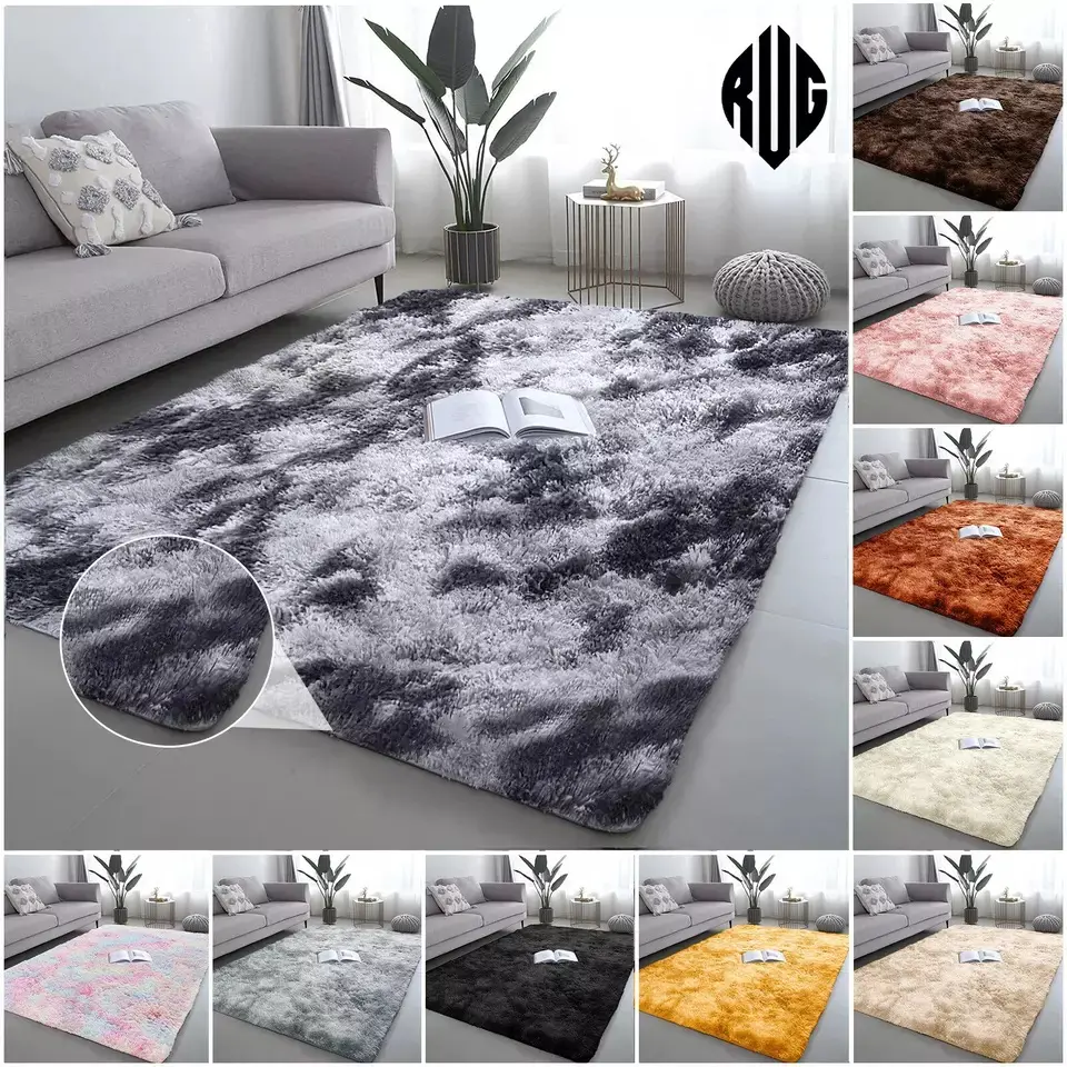 Large Shaggy Fluffy Rugs Anti-Slip Super Soft Mat Living Room Bedroom Carpet Rug
