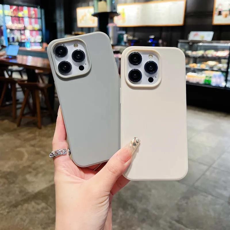Simple Solid Color Lens Bumper Shock Protection Phone Case for IPhone 16 14 15 Pro Max 13 Soft Matte Cover for IPhone 16pro 2