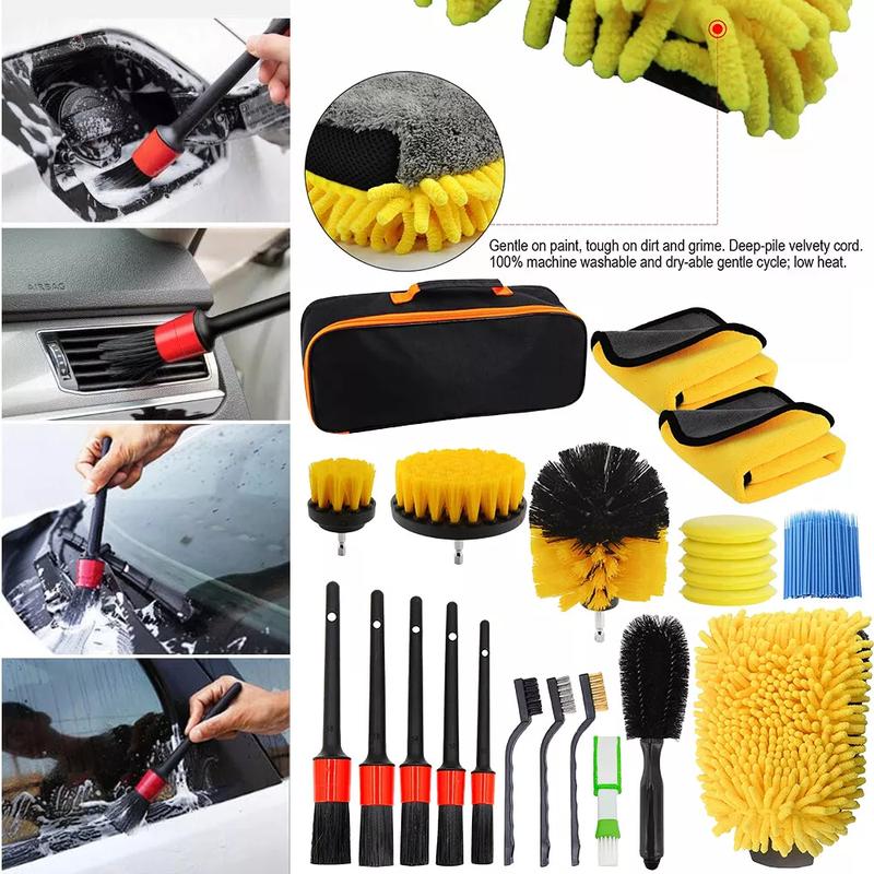 122Pcs Car Detailing Brush Set | Soft Bristles for Interior & Exterior | Wheel, Dashboard & Seat Cleaning | Valet Pro Car Wash Kit | Auto Care Accessories for Deep Cleaning | Ideal for Car, Bike & Home Use 4