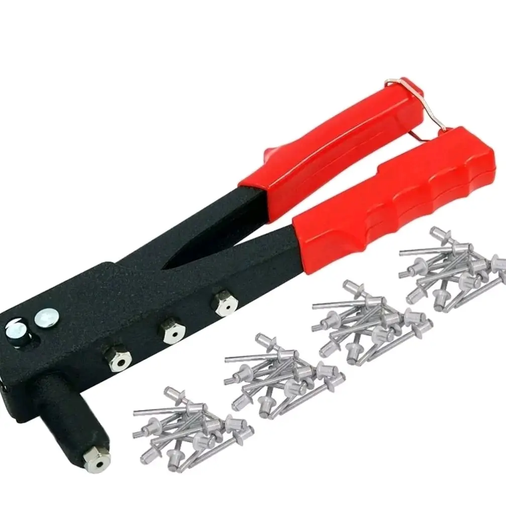 Hand Pop Rivet Gun With 60 Rivets And 4 Size Rivets Riveter + Nozzles