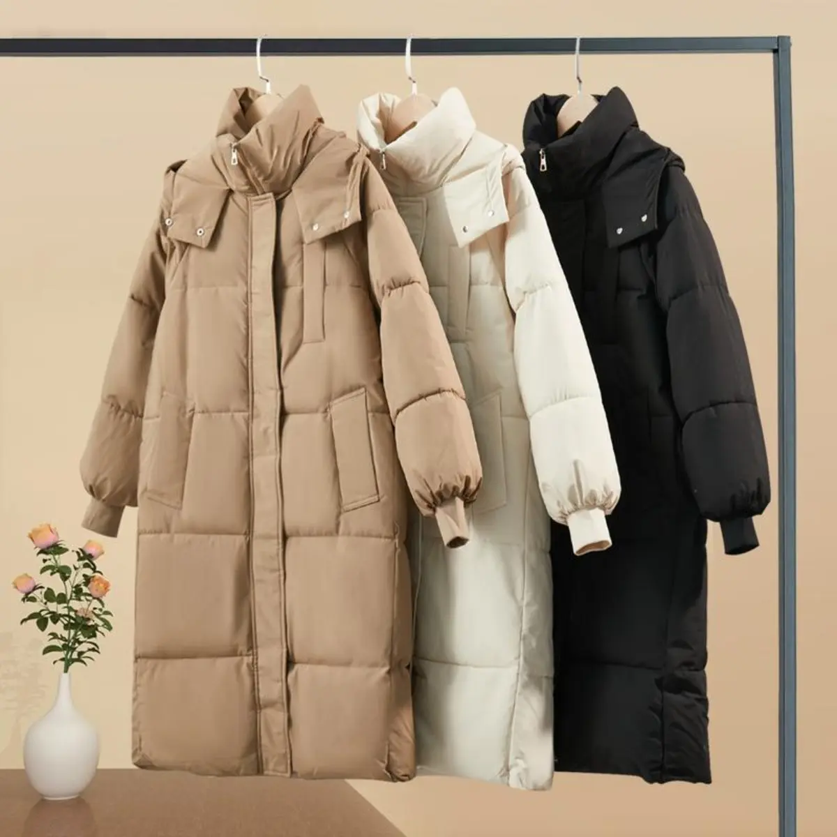 2024 Premium New winter coats for women Classic Hooded Long Puffer Coat Casual Long Sleeve Basic Jackets
