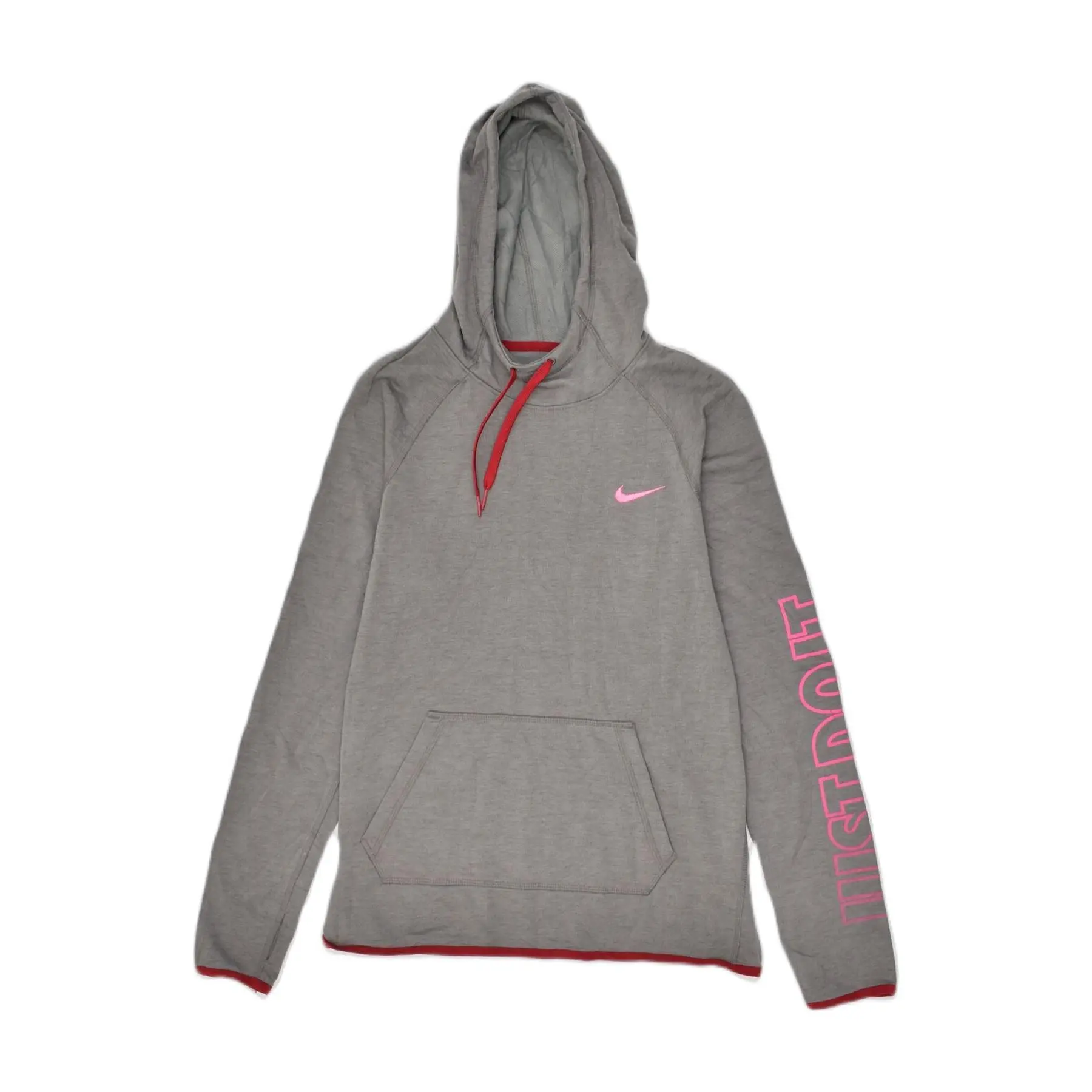 Pre-Owned Vintage NIKE Womens Dri Fit Graphic Hoodie Jumper UK 10 Small Grey Polyester