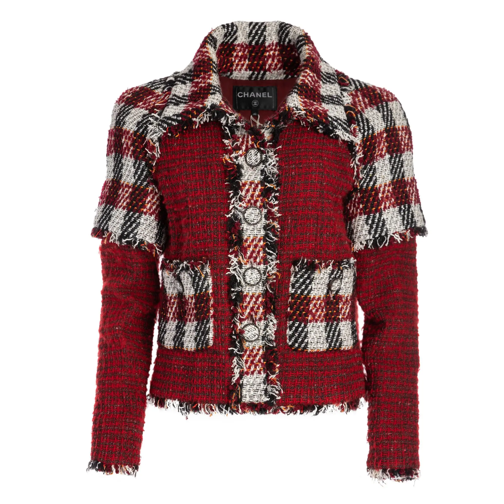 Preowned Chanel Blazers M / UK 10 Wool Red Tweed Regular Excellent condition