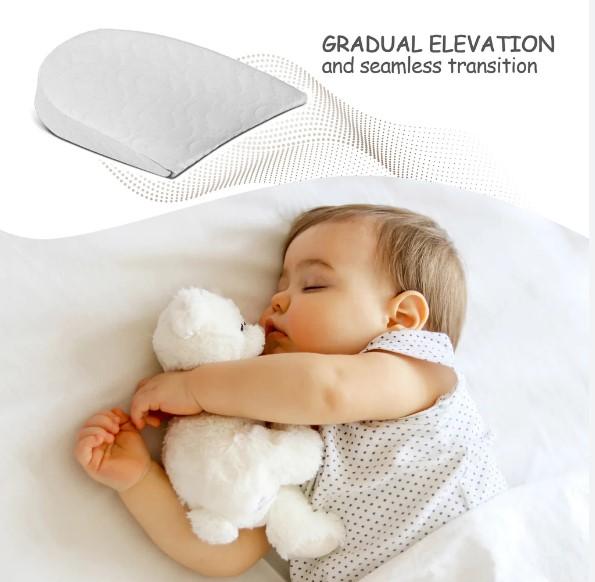 Soft Round Wedge Pillow Foam Filled Anti Re-flux Colic Cushion Anti Choking For Pram Crib Cot Kids Bed Cotton Blend Cover For Boys Girls 4
