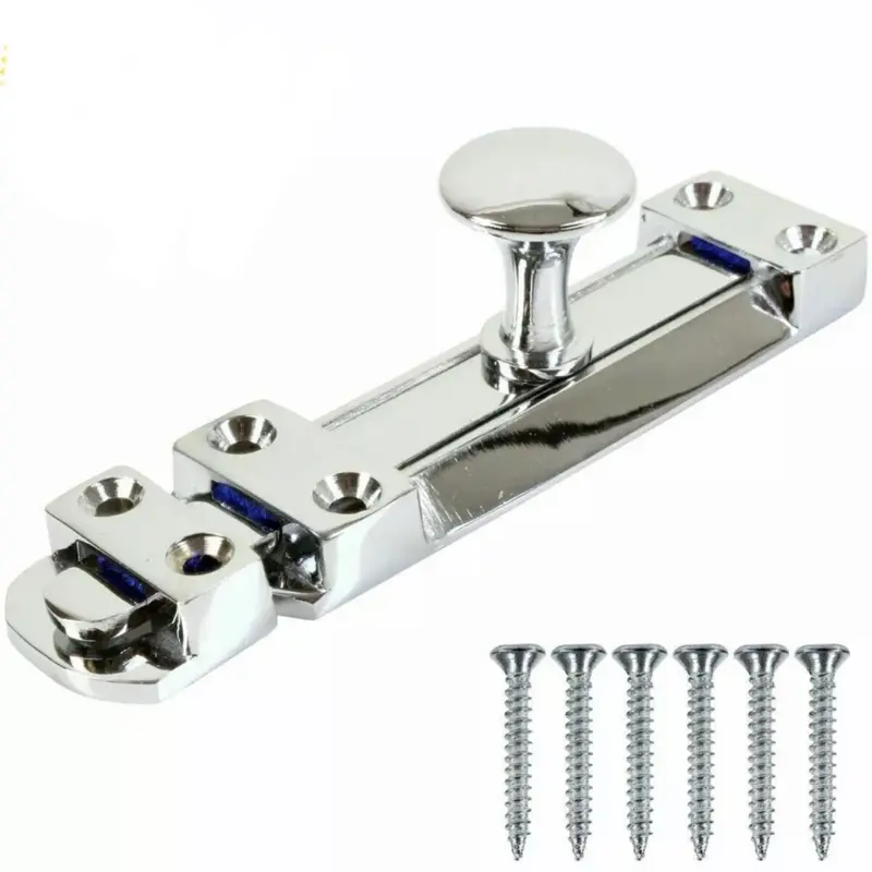 HEAVY DUTY CHROME DOOR BOLT 100mm/4" With Screws