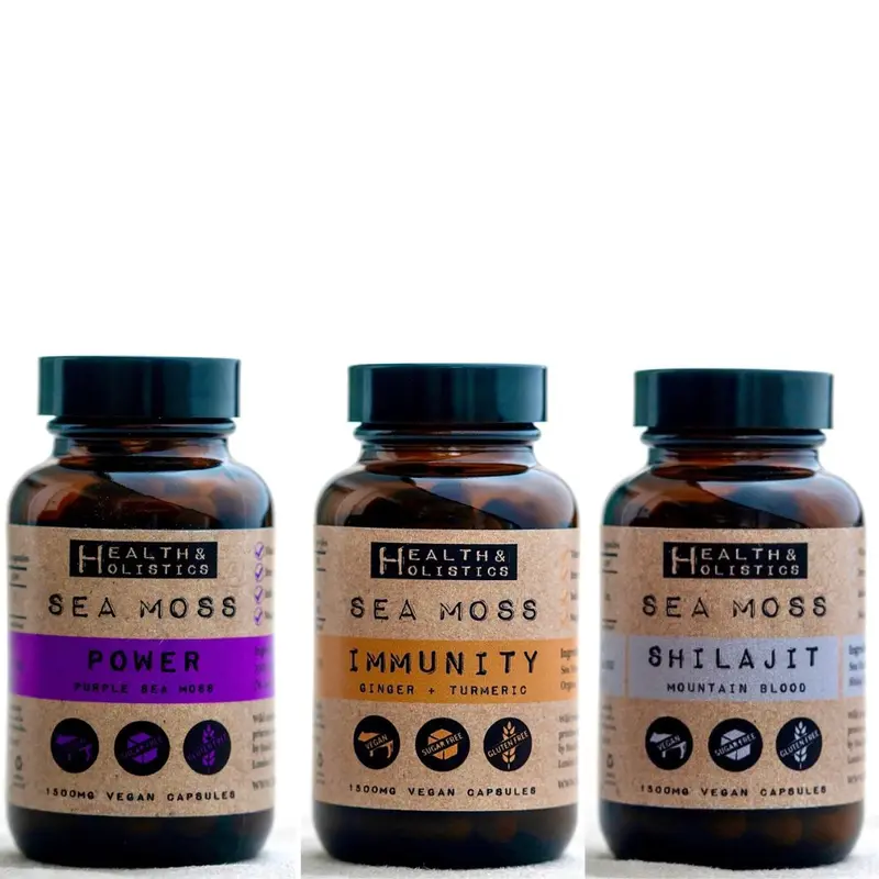 [Health & Holistics] Capsule: Purple/Sea Moss + Shilajit/Sea Moss + Ginger, Vegan Natural Organic Multi-vitamins Supplement, Healthcare Edible Health Body 0
