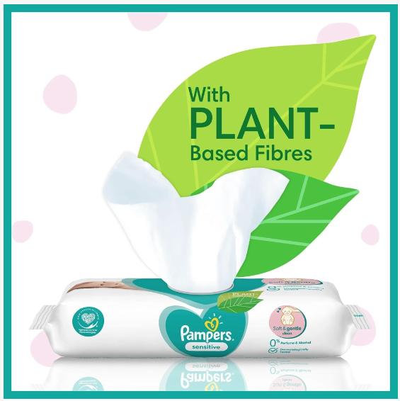 Pampers Sensitive Baby Wipes 15 Packs of 80 Wipes = 1200 Baby Wet Wipes, Unscented, For a Soft And Gentle Clean 4