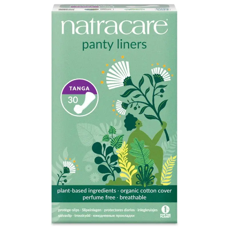Natracare Natural Tanga Panty Liners for Thongs & G-Strings - Organic Cotton Cover, Plant-Based for Daily Use