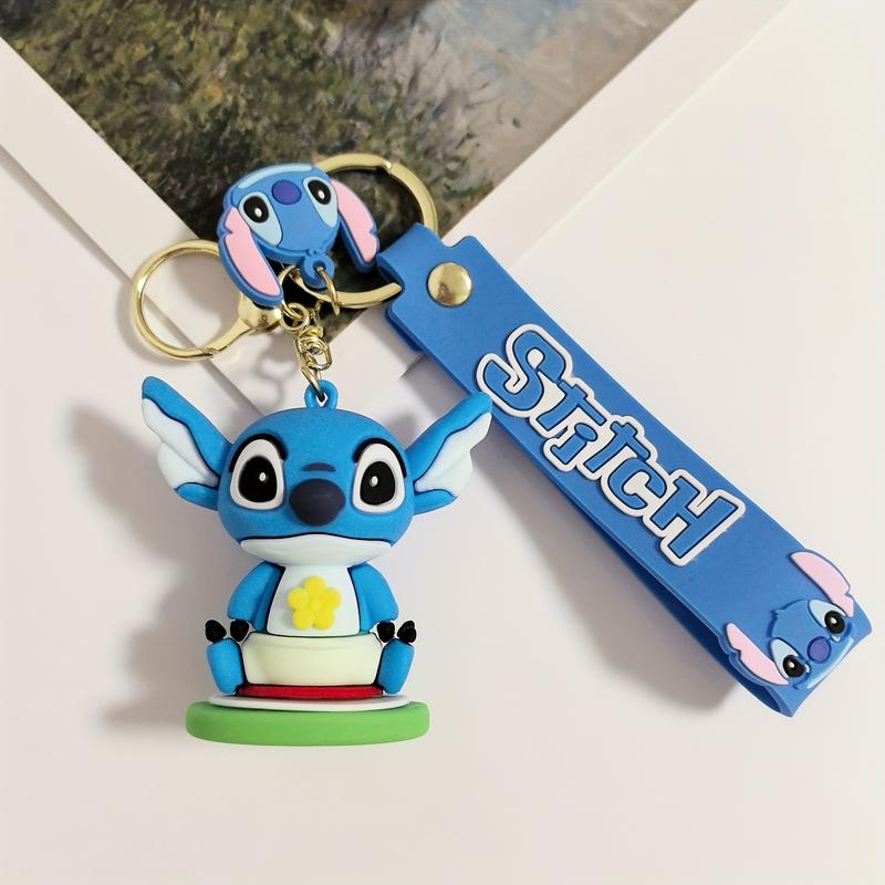Stitch PVC Keychain Set - Non-Braided, Durable Cartoon Character Key Rings, Cute Backpack Charms, Ideal for Christmas & Halloween Gift Ideas - Pack of Multiple Designs 6