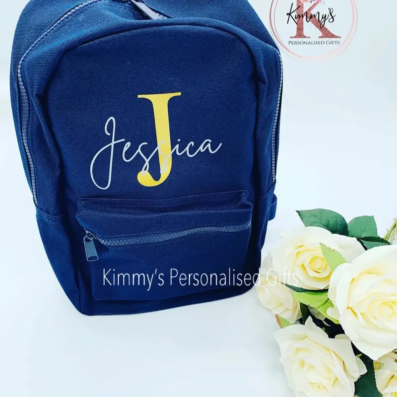 Navy backpack, personalised backpack, nursery backpack, personalised changing bag, back to school bag, children’s backpack 3