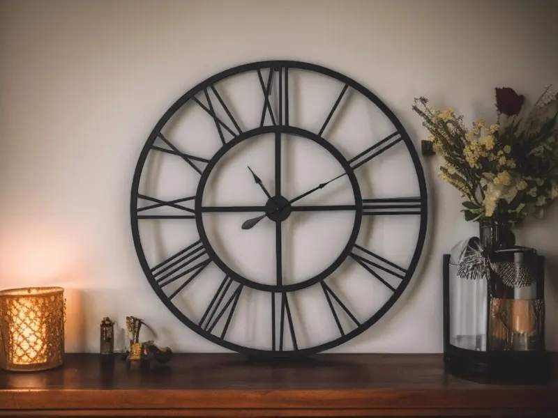 Large Black Metal Wall Clock with Vintage Look and Silent Roman Numerals for Home Decor 7