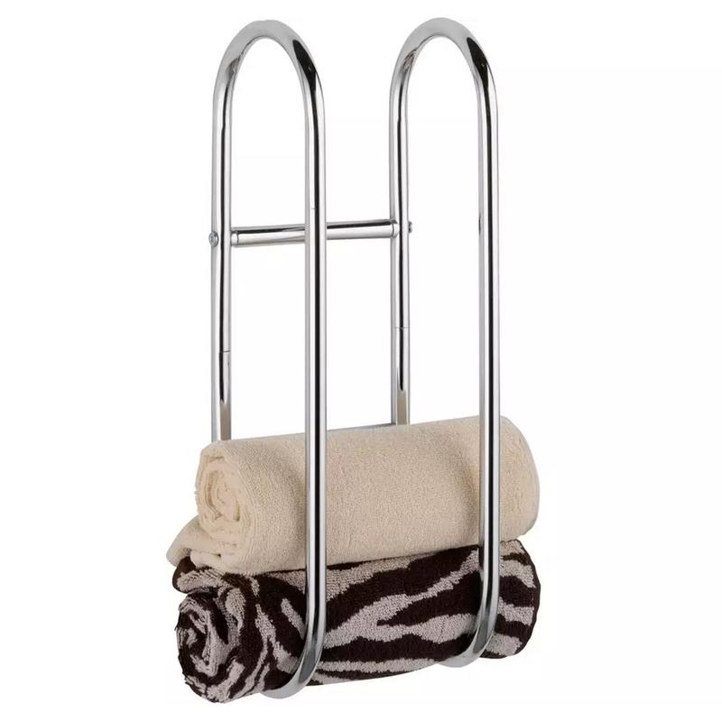 Chrome Plated Wall Mounted Bathroom Towel Rail Holder Storage Organiser Rack Stainless Steel Shelf – Holds 4-5 Towels 3