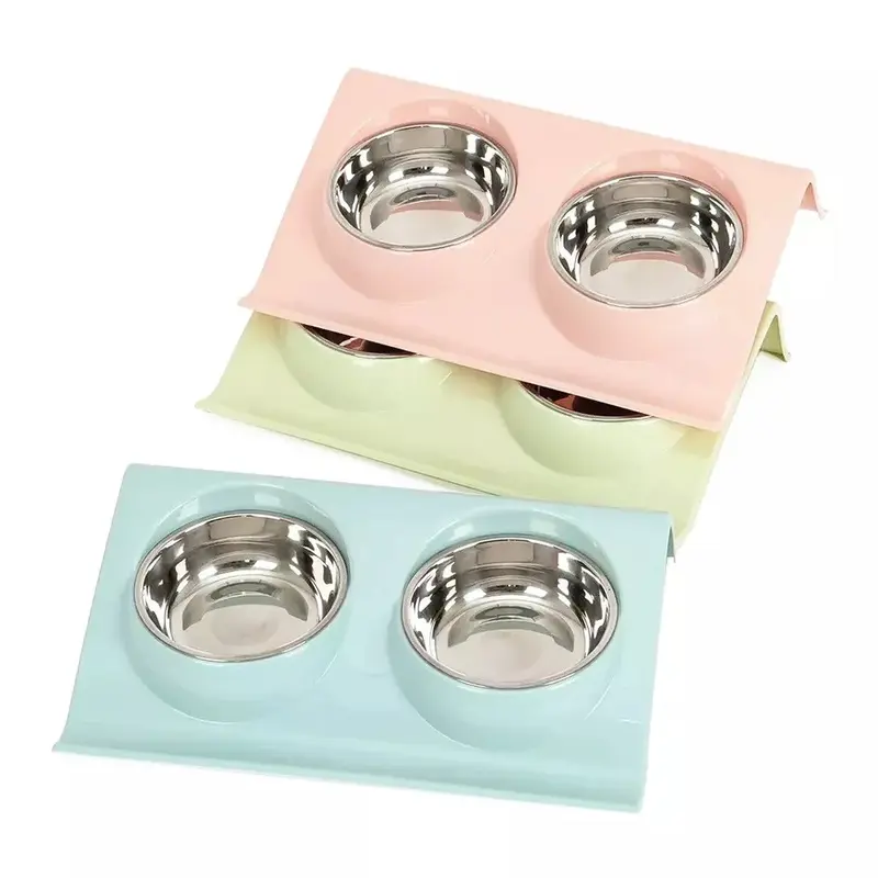 Dog Bowl Cat Bowl Reside Double Pet Feeder Anti Sickness Bowl for Food and Water 1