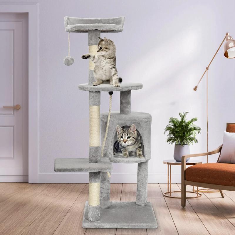 Large climbing tower kitten scratching board 4-layer cat tree activity toy UK 4