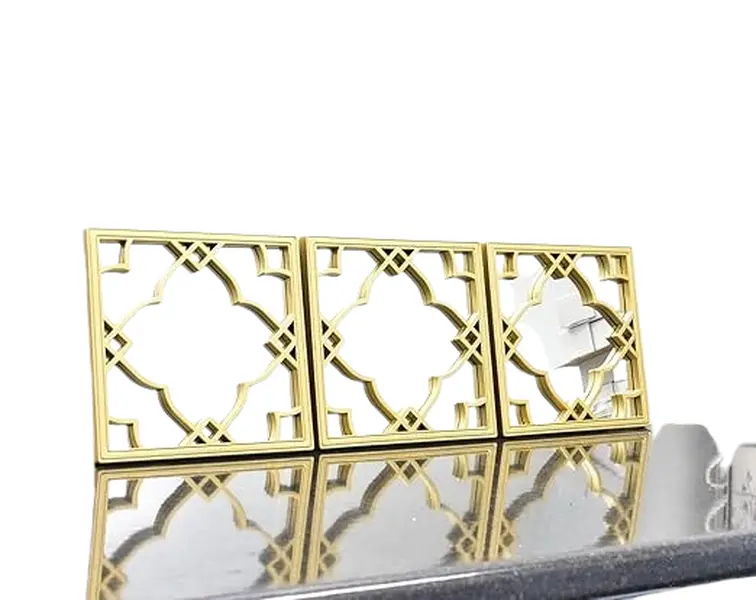 25x25cm Set Of 3 Moroccan Tile Mirrors Moroccan Wall Art Hanging Mirror Square For Hanging And Wall Decor Small Home Accessories Gifts (Gold)