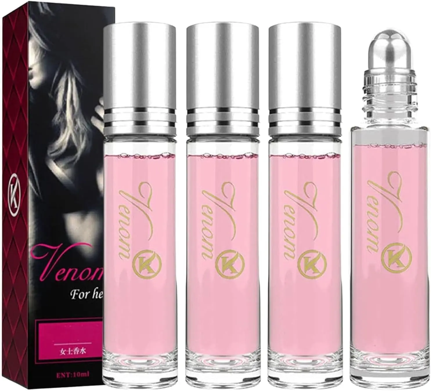 4-Pack Sexy Pheromone Perfume for Women Attract Men & Captivate | Rollerball Essential Oil Cologne for Women