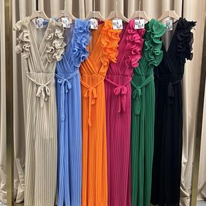 Rela Rela Gathered Ruffle Sleeve Tie Waist Pleated Jumpsuit One size UK 6-18 Chic Elegant Womenswear