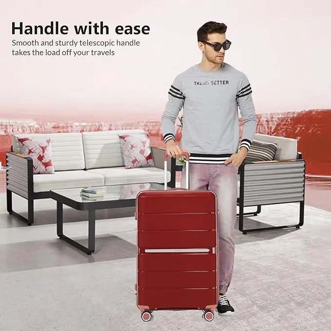 Charkhah London Red Hard Shell Luggage Set with TSA Lock & Spinner Wheels - 3-Piece for Men and Women 6