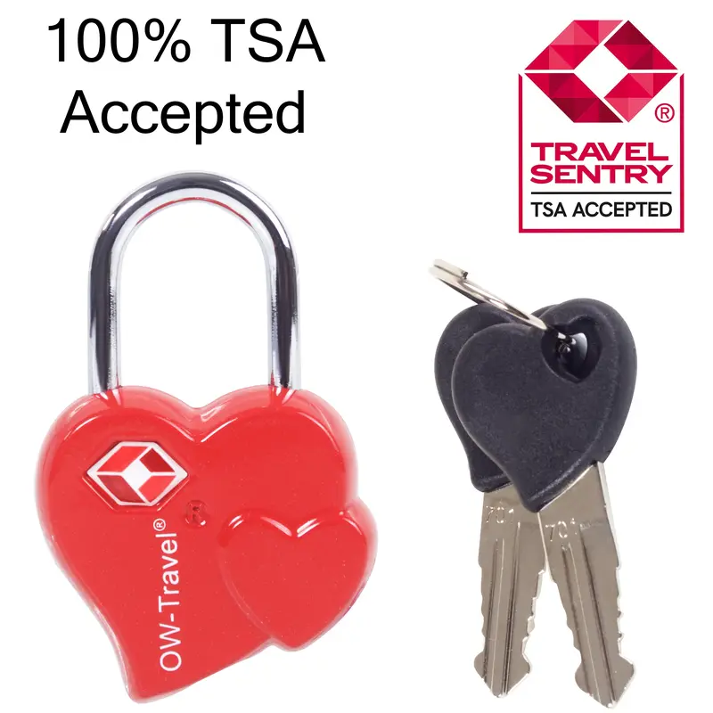 OW-Travel TSA Approved Luggage Locks Padlocks Heart Shaped Valentine Suitcase Locks with Keys. Zinc Alloy Suitcase Padlocks with Key Lock for Luggage, Bag, Case, Backpack, Gym Locker 3