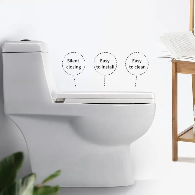 Luxury Square Toilet Seat Heavy Duty White Soft Close Top Quick Release Hinges 1
