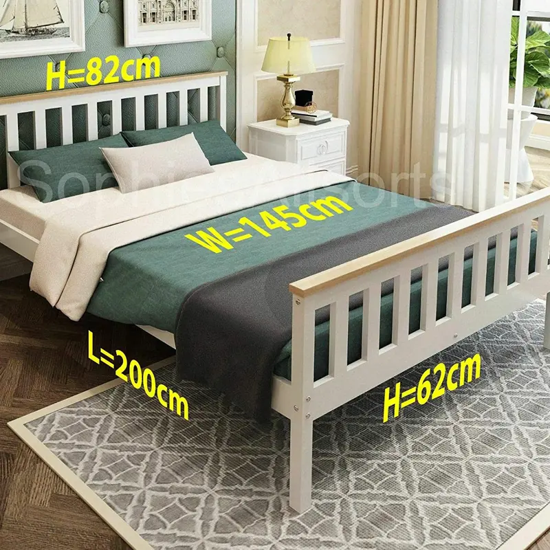 Shaker white wooden double bed & sprung mattress 4