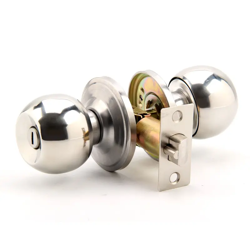 Brushed Stainless Steel Entry Door Knob Set Privacy and Passage Door Lock Kit  Door Lock Entry Door Knob Round Brushed Handles Stainless Steel for Office or Work Place Rooms 4