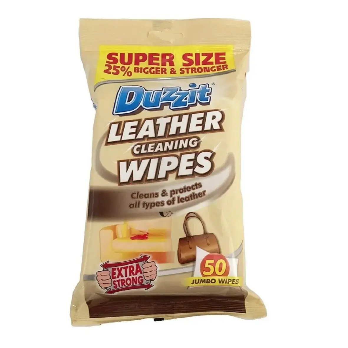 50 Pack Leather Duzzit Extra Strong Cleaning Jumbo Wipes Bag Cleaner Protector