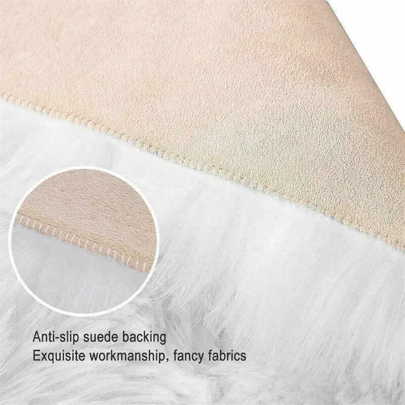 Luxurious Faux Sheepskin Area Rug - Soft, Fluffy & Machine Washable for Bedroom and Living Room Decor, White 3