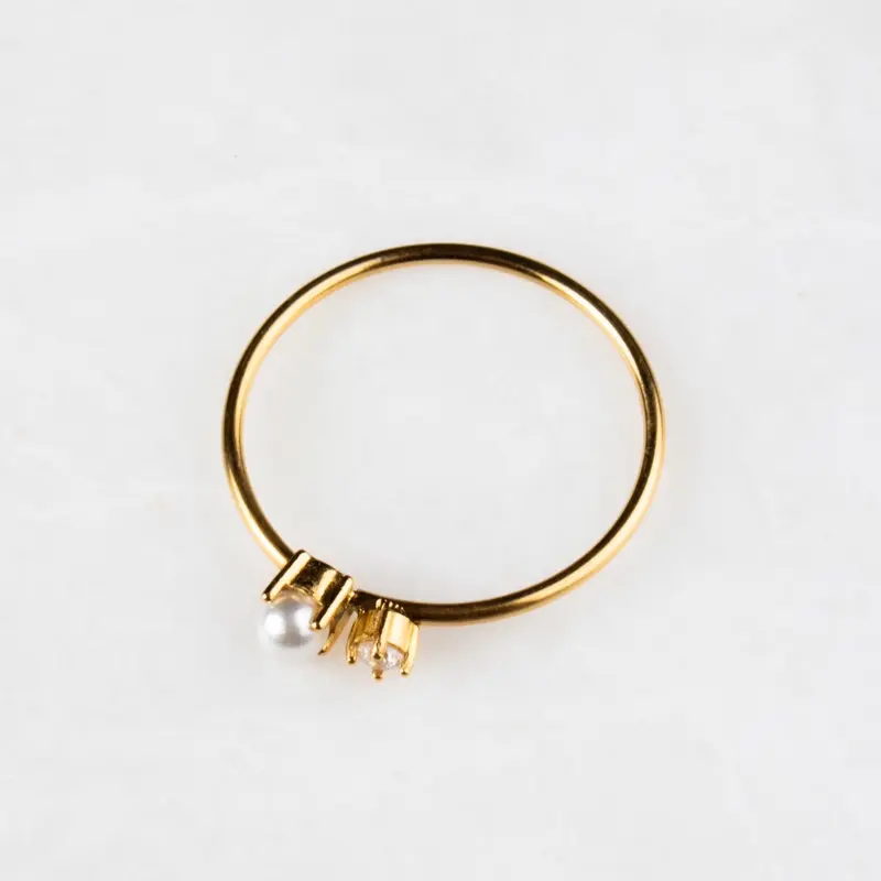 ***£10 sale** Jade Core Collection Waterproof Ring with Pearl and Diamanté-Multiple sizes available-18k Gold Plated Stainless Steel. 3