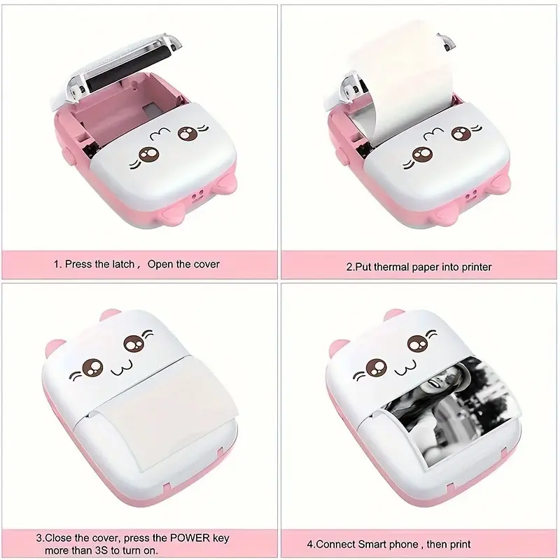 Portable Printer, Mini Pocket Wireless BT Thermal Printers for Smartphone, BT Inkless Printing Gift for Label Receipt Photo Notes Study Home Office 6