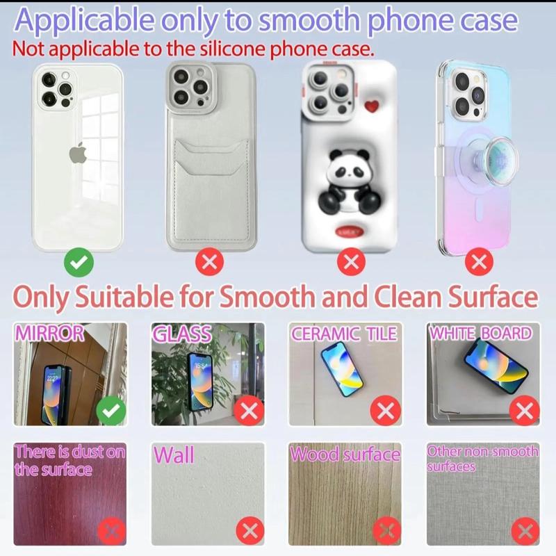 2pc Mount Cellphone Grip StandSilicone Phone Holder with Camera Lens Protection and Strong Suction for iPhone 16 and Other Smartphones - Installation 3