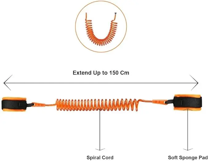 Anti Lost Wrist Link Belt for Toddlers Safety Leash Boys & Girls – Soft Comfortable Breathable Wrist Reins 1.5m for Travel & Walk –Wrist Reins for Toddlers, 360 Degree Rotating 8