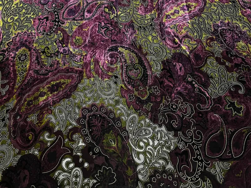 NEW High Class Paisley Viscose Silk Velvet Devore Fabric (See Description) 4