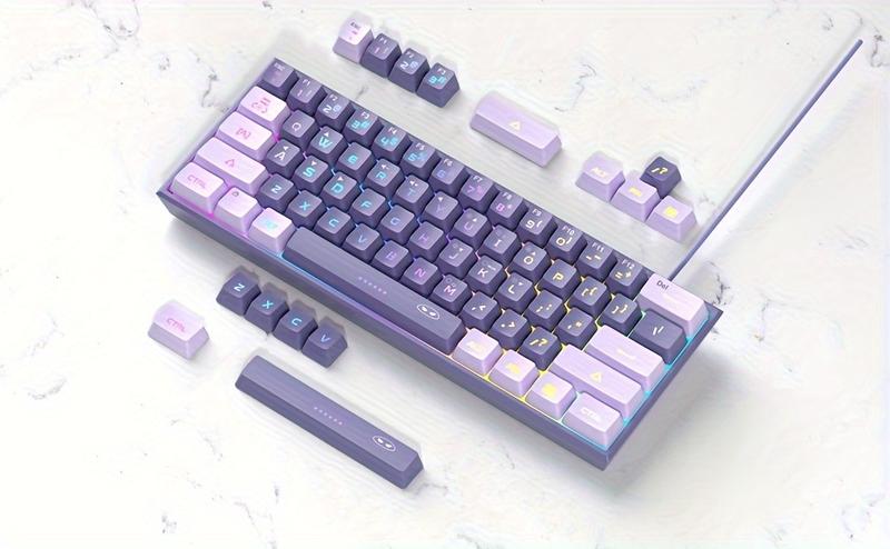 Product Introduction of MAGEGEE Compact 60% Gaming Keyboard with RGB Backlight, Ergonomic TS91 Design for PC, MAC, PS4, Xbox - Violet, USB-Powered, Customizable Lighting Modes, Durable PBT Keycaps, Perfect for Gamers and Office Use, Ergonomic Keyboard 7