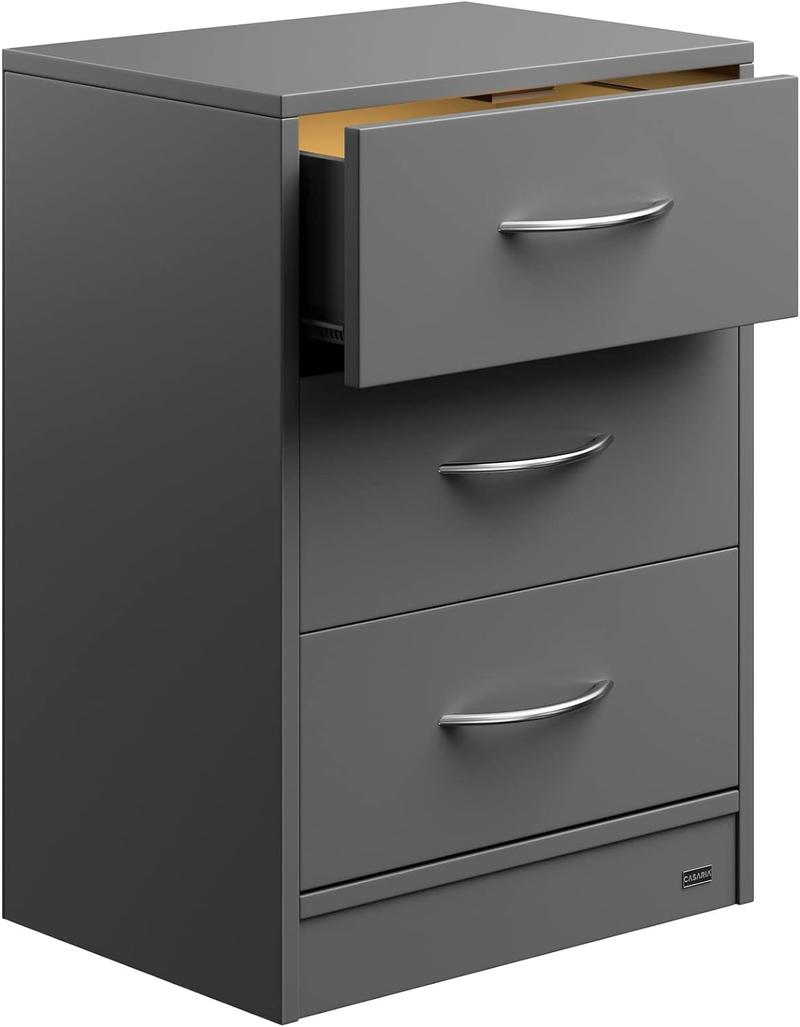 Product Introduction of 3-Drawer Bedside Table | With LED Lighting | Chest Of Drawers | 3 Drawers | Cable Routing Hole | Wall Mounting Option | Bedroom Nightstand | 54x39x28cm | Anthracite Grey 5