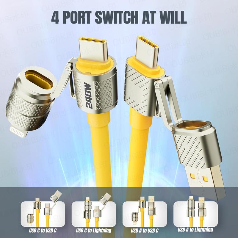 4-in-1 Multi USB C Cable-MAX 240W Fast Charging/Charger Cord with USB A+Type C for iPhone 16/15 14 13 iPad Samsung Galaxy MacBook iPad Tablets and More 1