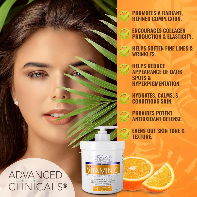 advanced clinicals vitamin c cream Anti-aging, brightening | Age spots, dark spots on face, hands, body | 16oz lotion Body Care Coconut Skin Repair Aloe Aloe Vera Moisture Green Tea 5