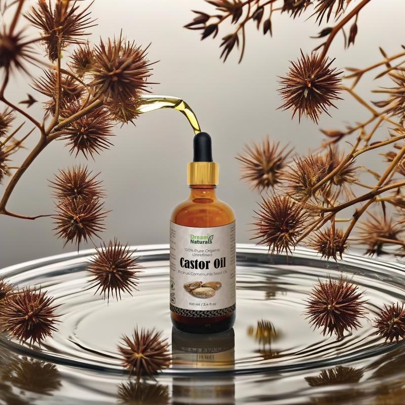 Dream Naturals - 100% Pure Organic Castor Oil - 100 ml - Nourishes. Moisturises, Improve Health, Natural. Body Care Radiant 0