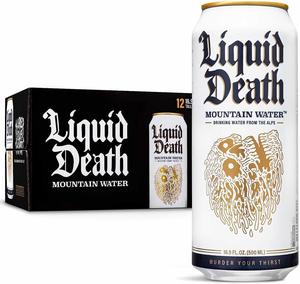 Liquid Death Still Mountain Water Can 500ML Murder your thirst with Drinking Water from the Alps - Pack of 12