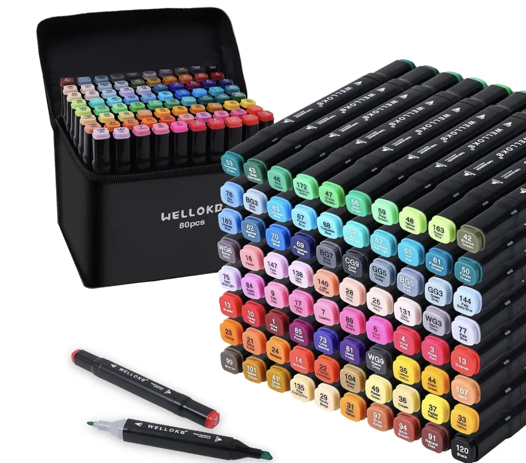 Dual Tip Permanent Art Markers, 12/24/36/48/60/80/168 Colors Markers Set for Coloring, Illustrations, Professional Art Supplies Sketch Markers for Students Artist School Home, Gifts Set, Painting, Drawing & Art Supplies, Back to School Supplies pen multi