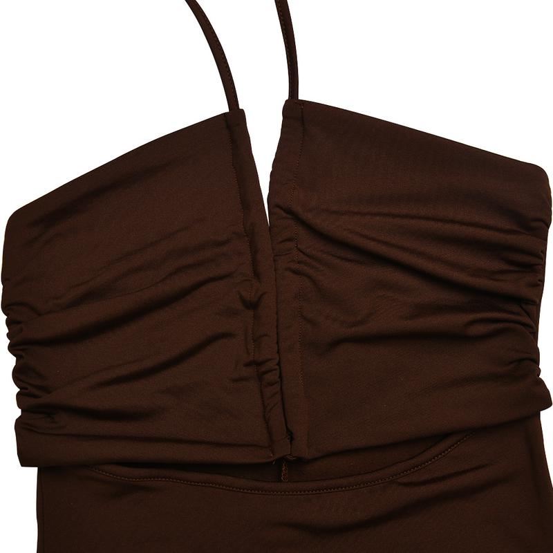 Product Introduction of Women's Halter Hollow Out Drawstring Ruched Bodycon Maxi Dress High Split Party Club Cocktail Dresses cap sleeve fashion casual dresses 15