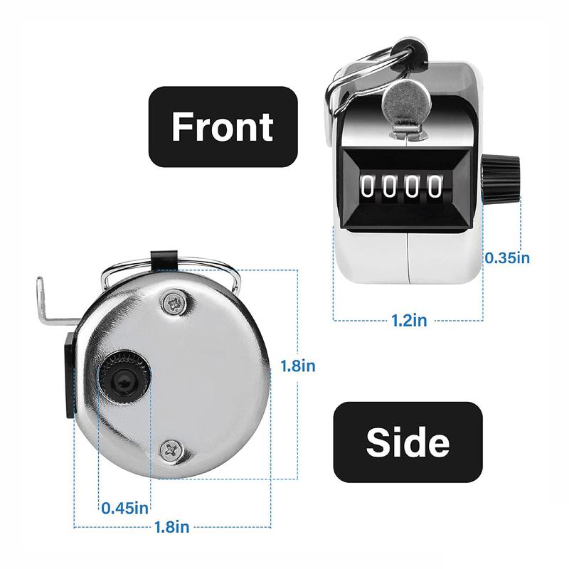 Hand Tally Counter with Metal Finger Ring Hoop Holder, 4-Digit Lap Trackers Counter Manual Clicker for Golf, Sport Stadium Coach Referees, Knitting, School Event 5