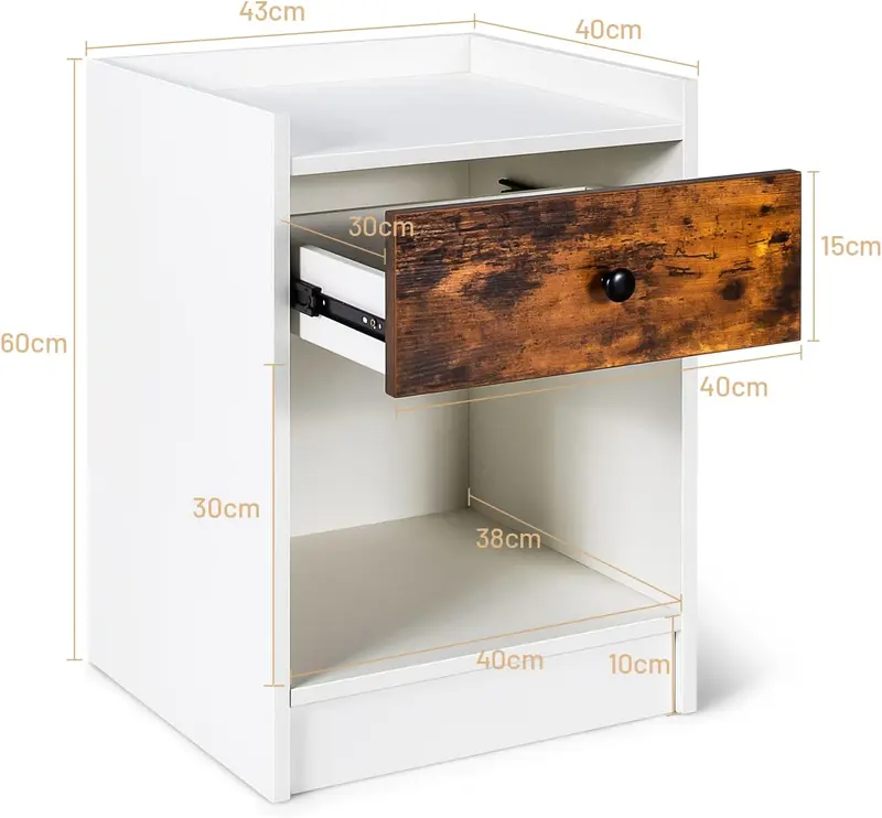 COSTWAY Set of 2 Bedside Tables, Wooden Nightstand Sofa Side Table, Home Living Room Bedroom 2 PCS End Tea Tables Storage Organiser Unit 2