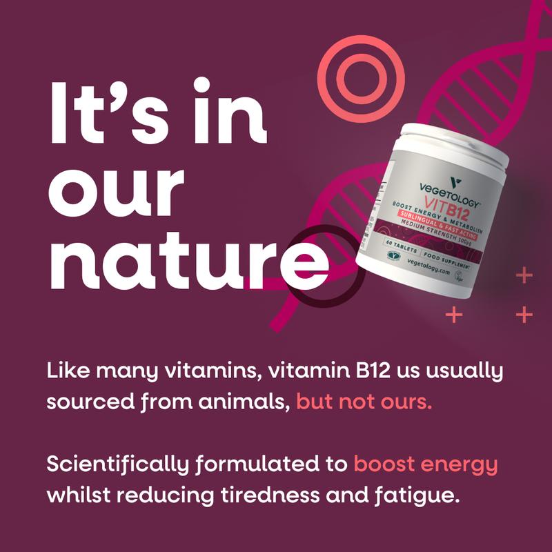 Vegetology Vegan Vitamin B12 Sublingual – Boosts Energy & Brain Function | 100mcg | 60 Tablets 2