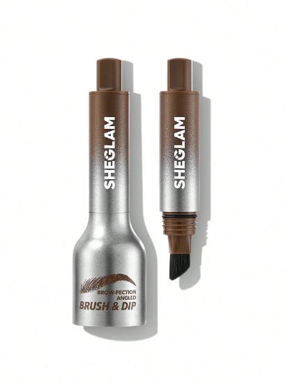 SHEGLAM Brow-Fection Angled Brush & Dip, For Sparse Brows, Hair-Like Strokes Liquid Eyebrow Gel Pen, Easy Coloring, Long-Lasting, Quick-Drying, Natural Shaping, Outlining & Filling Eyebrow Cosmetic Makeup, Aubrun strong 5