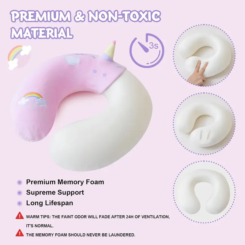 Cute Memory Foam Kids Travel Pillow with Sleep Mask - Animal Flight Pillow Head Rest Neck Support for Boys and Girls on Long Flights and Car Journeys 3
