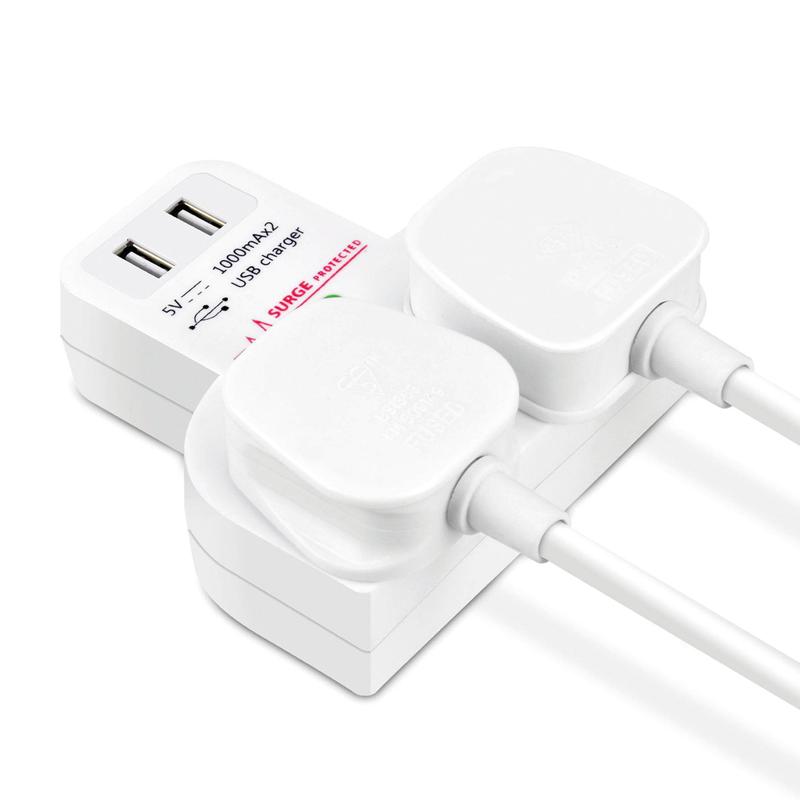 Double Plug Adapter With Twin USB Charging 2